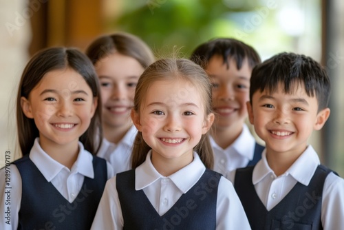 Group of Smiling Children in Uniforms