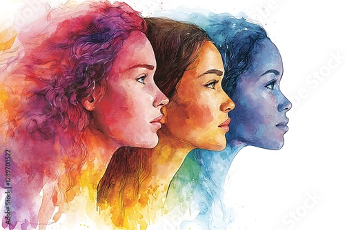 An illustration for Women's History Month in a watercolor . The