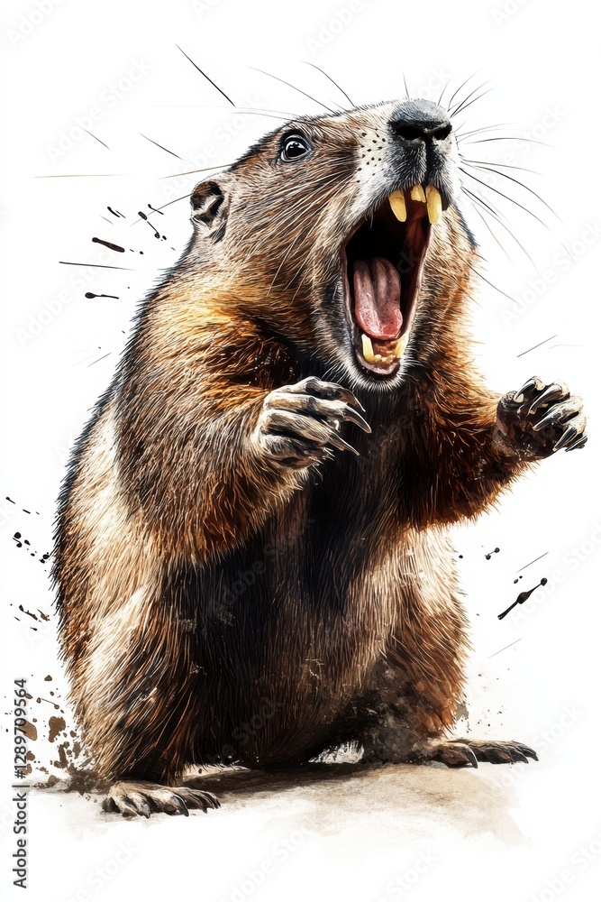 Fototapeta premium Closeup view of cute groundhog