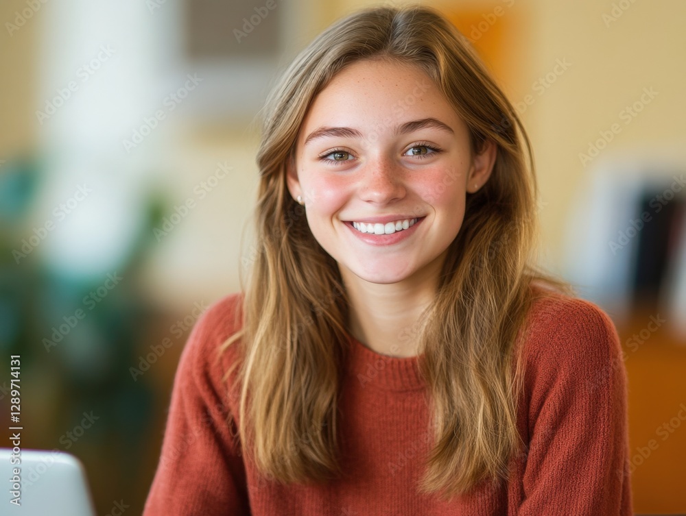 Smiling Young woman with Freckles Smiling Young woman with Freckles