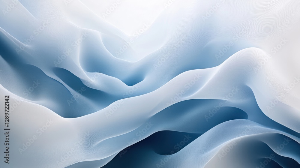 Obraz premium Serene abstract blue waves on white background
