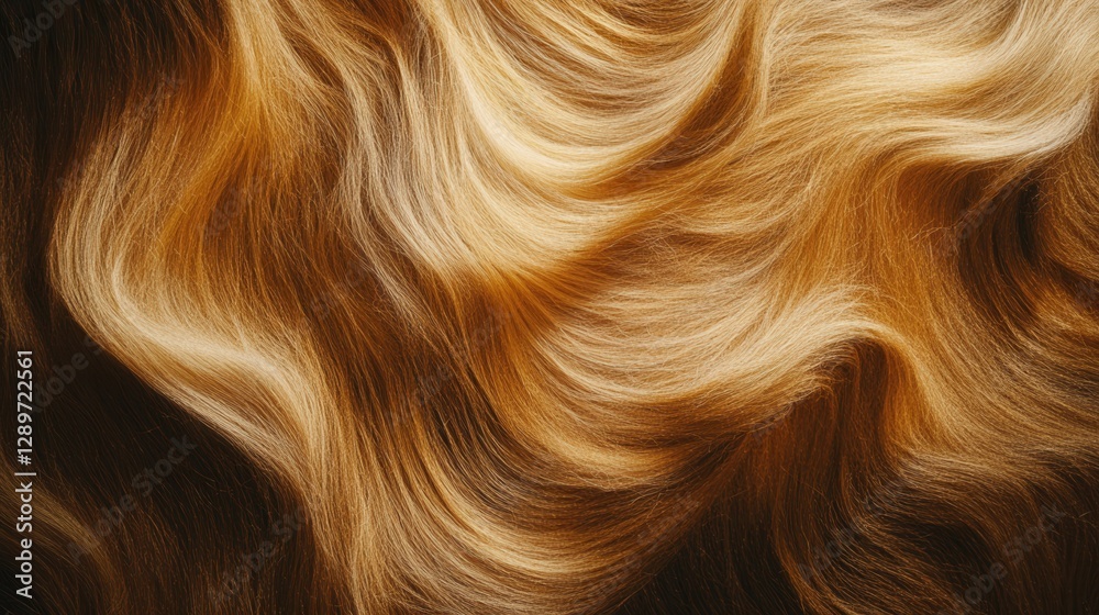 Smooth Waves of Shiny Golden Blonde Hair Texture with Natural Flow and Soft Highlights