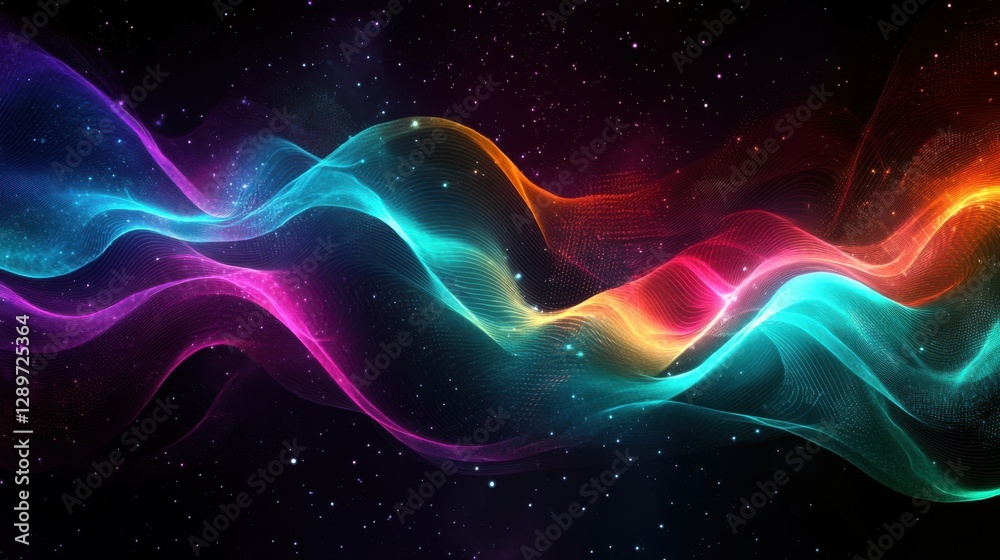 Futuristic digital waveform with colorful lines