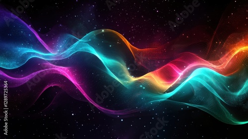 Obraz na płótnie Futuristic digital waveform with colorful lines w salonie