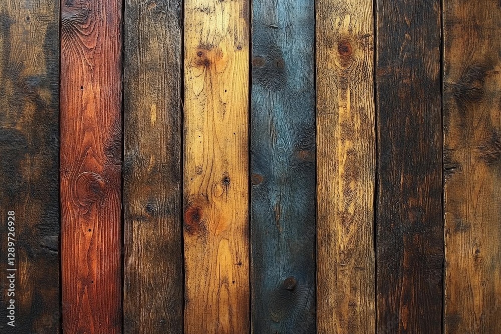 Naklejka premium Colorful Weathered Wooden Wall Texture