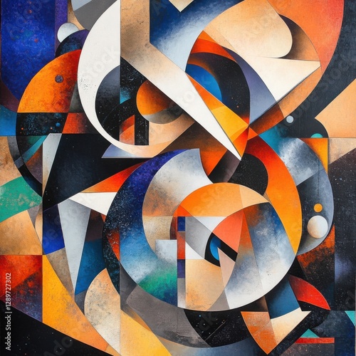 Obraz na płótnie Dynamic abstract geometric shapes with textures w salonie