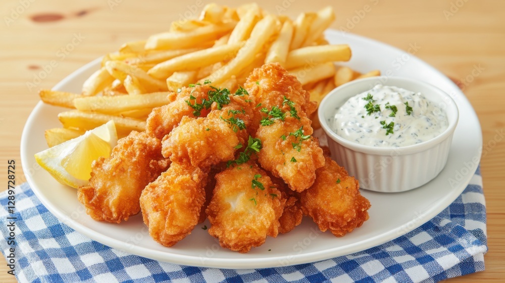 Crispy fried fish with chips and tartar sauce