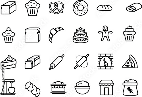 bakery icons set on white background