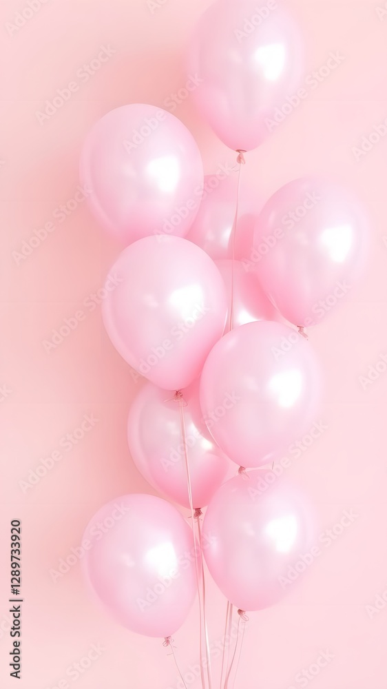 Shiny Metallic Pink Balloons Floating Against a Gentle Pastel Background for a Soft and Elegant Vibe Shiny Metallic Pink Balloons Floating Against a Gentle Pastel Background for a Soft and Elegant Vibe