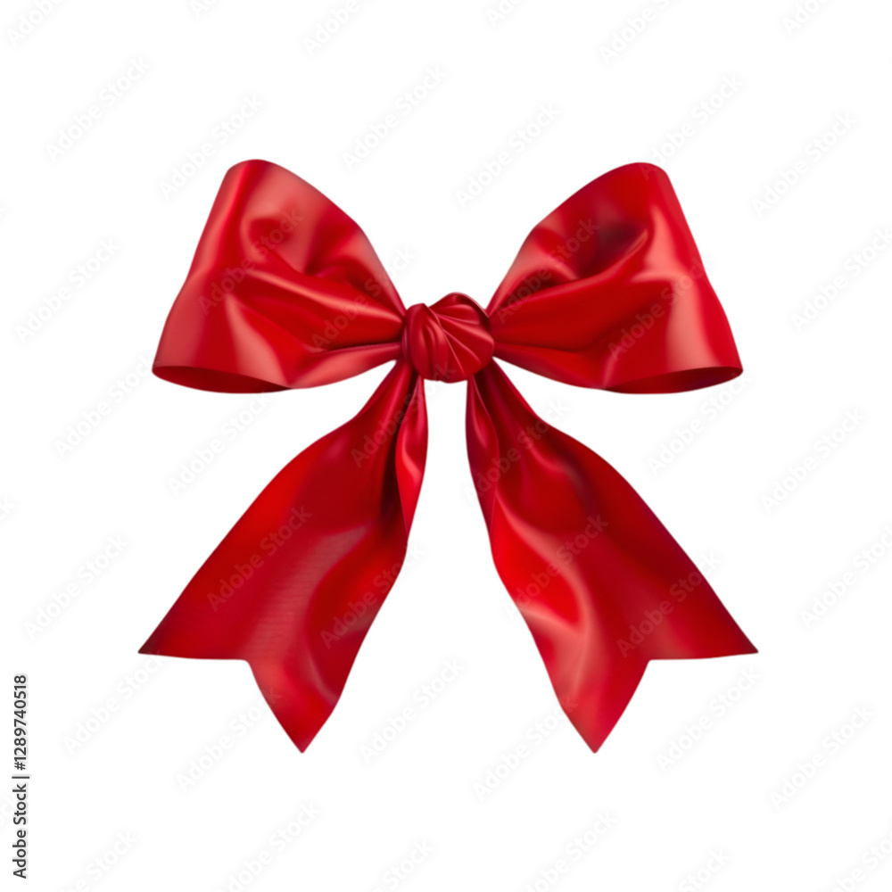 Fototapeta premium Red satin ribbon bow elegant gift decoration present luxury