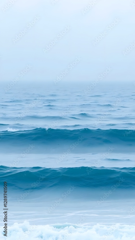 Fototapeta premium Enchanting Blue Sea Waves Creating a Mystical Background for a Fairy Tale Setting
