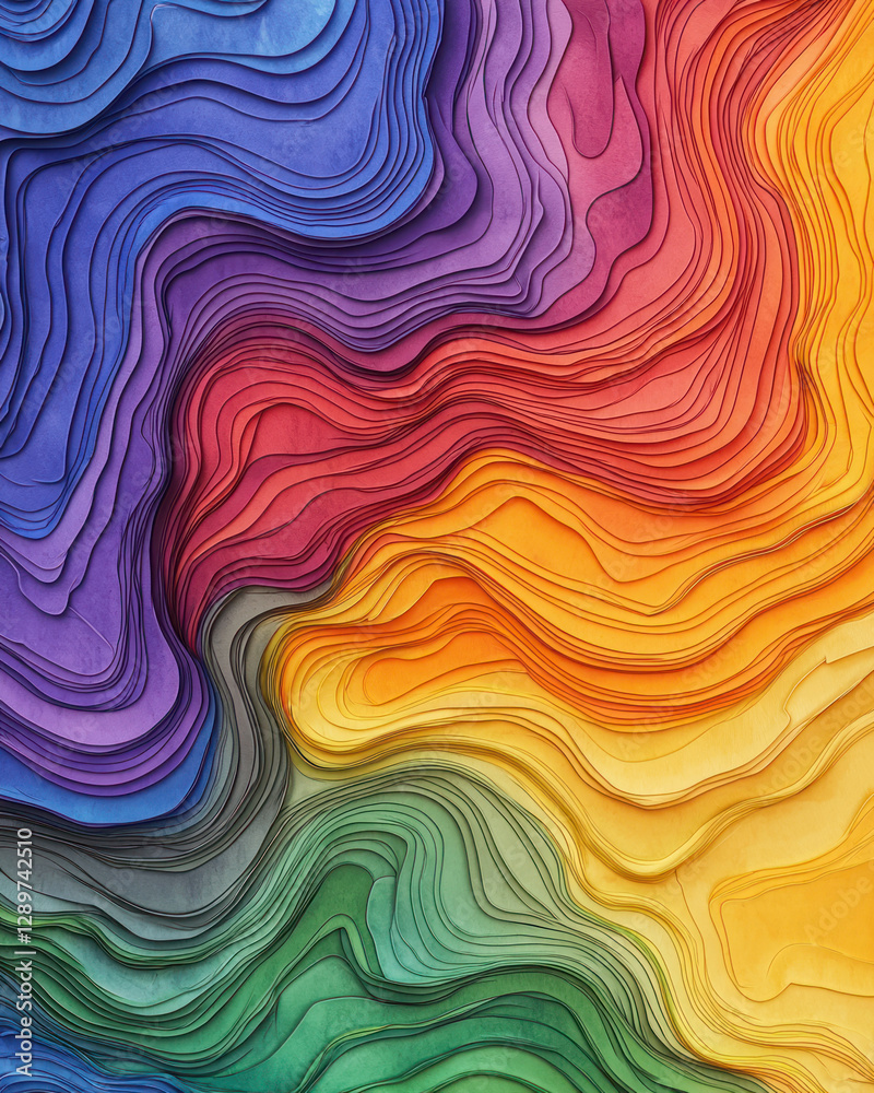 Fototapeta premium A Colorful layered topographic design with vibrant hues and smooth curves