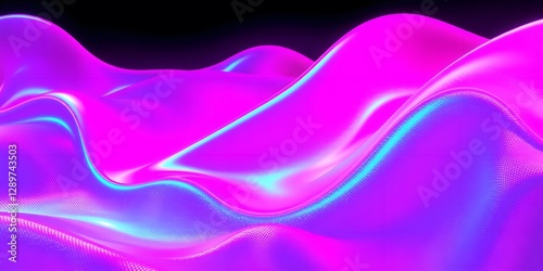Wallpaper Mural  Electric Pink and Blue Wavy High Tech Surface with Shimmering Neon Folds Torontodigital.ca