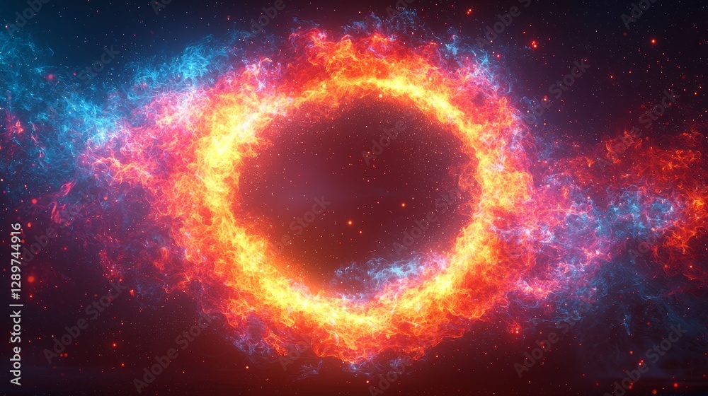 Fototapeta premium This celestial image shows a fiery ring in the vast emptiness