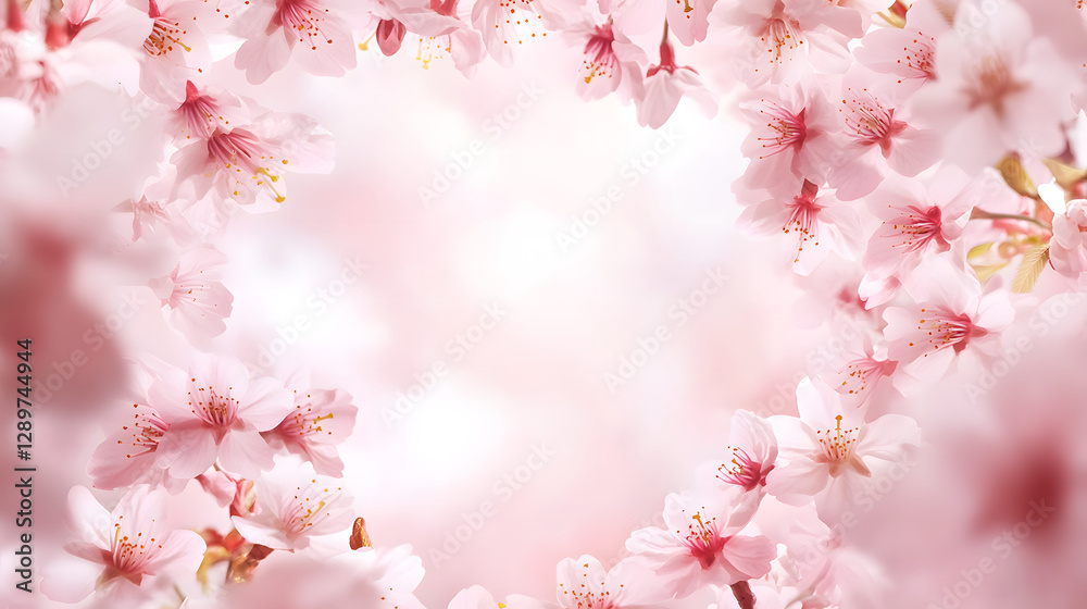 Delicate Pink Blossoms Frame Soft Background