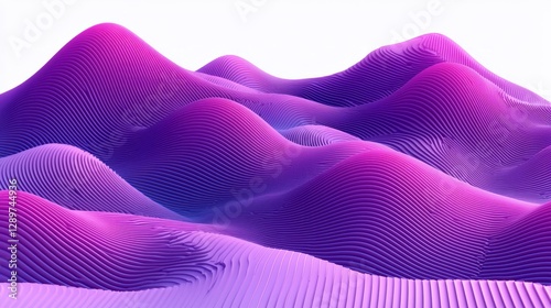 Abstract purple and pink waves form mountainous rolling landscape