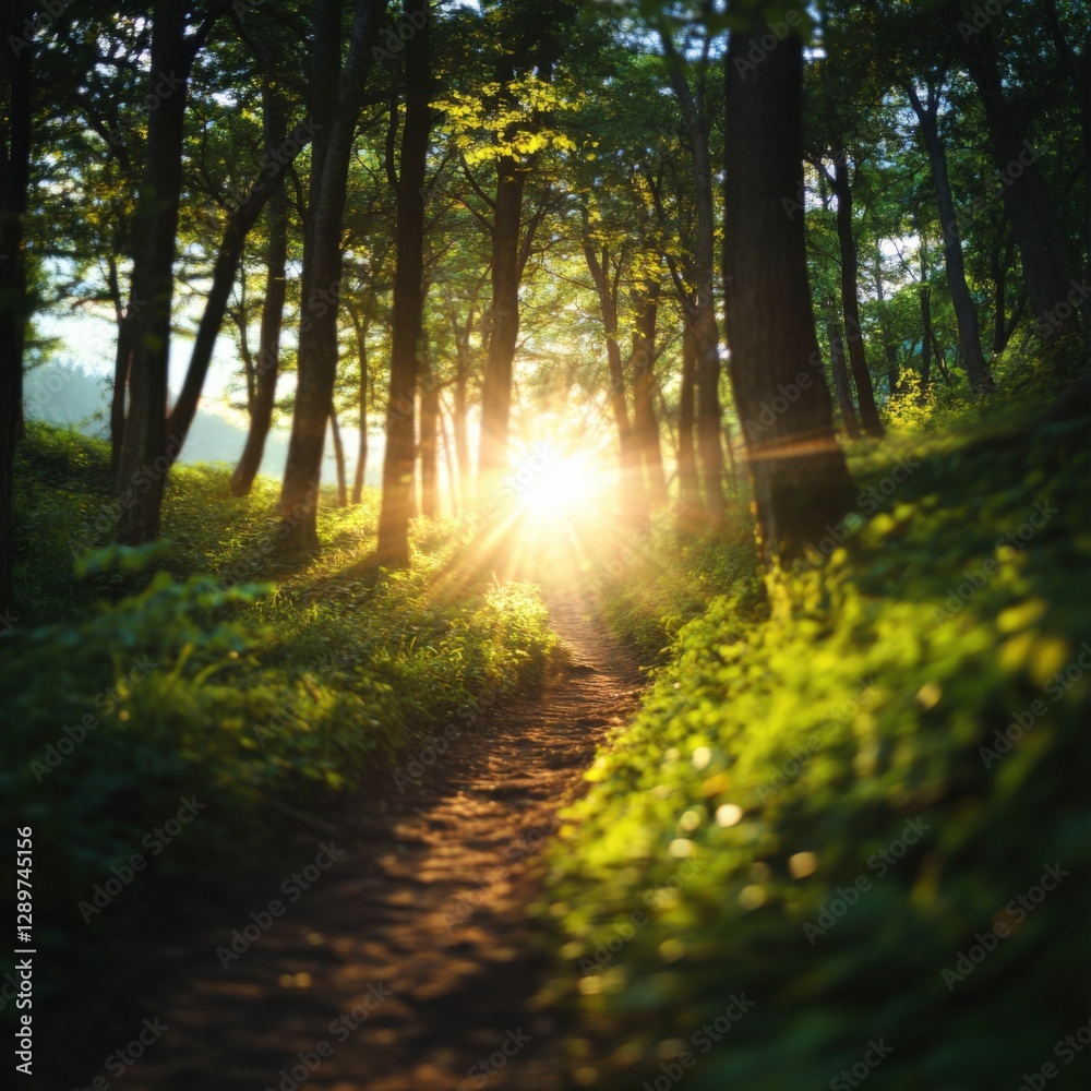 Obraz premium sunlight illuminating a forest path