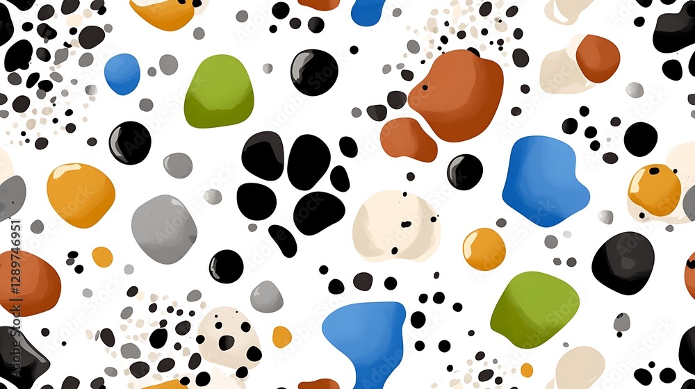 Fototapeta premium Colorful abstract pebble patterns nature digital art vibrant top-down view textured design