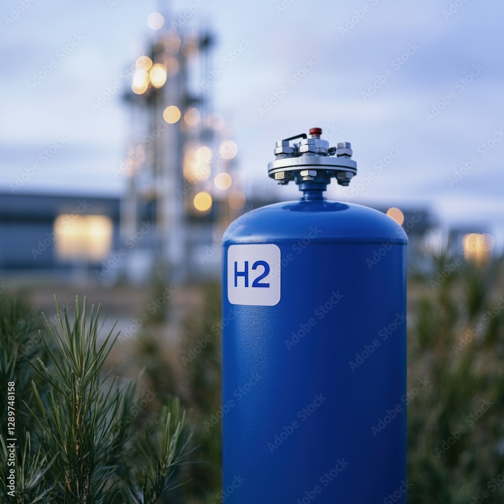 Blue Hydrogen Tank at Industrial Facility Blue Hydrogen Tank at Industrial Facility