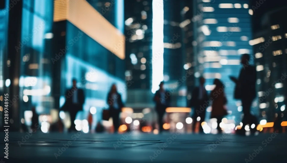 Fototapeta premium Blurred people in motion in business district.