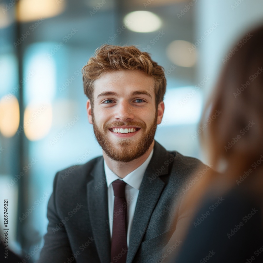 Smiling Man in Suit During Business Meeting Smiling Man in Suit During Business Meeting