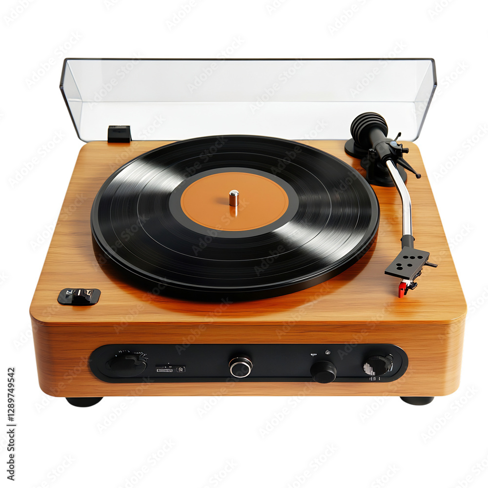 A Stylish Modern Record Player with Wireless Connect Isolated on Transparent Background A Stylish Modern Record Player with Wireless Connect Isolated on Transparent Background