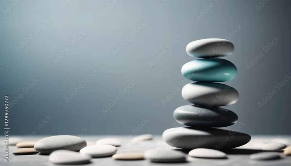 Turquise and grey zen stones on studio background. Turquise and grey zen stones on studio background.
