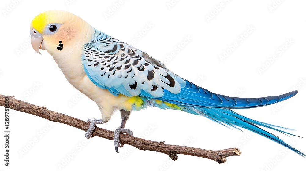 Fototapeta premium Colorful parakeet perched on branch in natural setting
