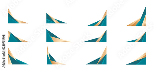 Gold and Blue Luxury Shape Border and Corner Frame Vector Set Collection. Decorative Elements Corners, Borders, and Frames. Elegant Shape for Banners, Certificates, Invitations, and Covers Design