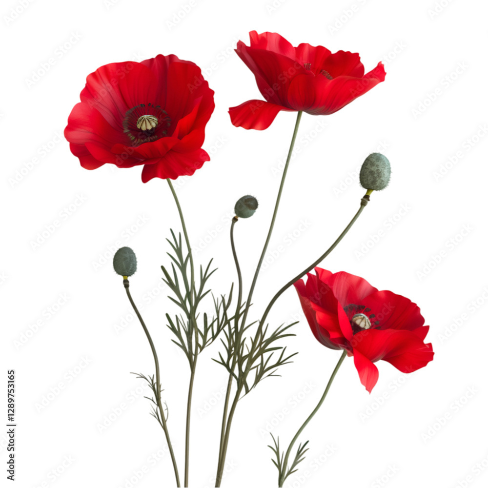 Obraz premium Vivid Red Poppies Against Black Background Elegant Floral Display