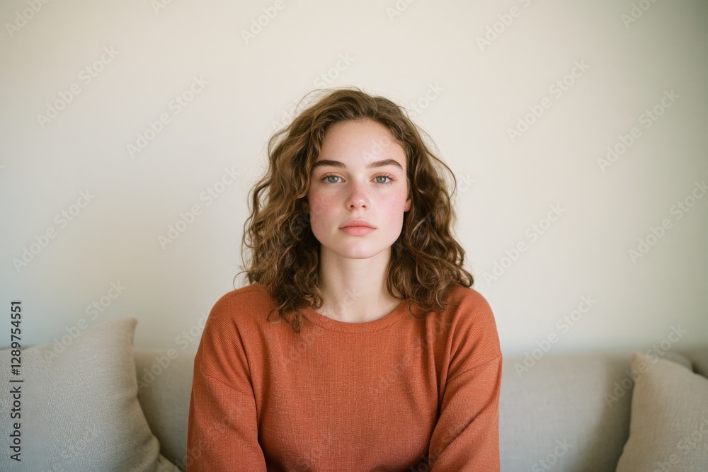 Portrait of a Young Woman with Curly Hair Portrait of a Young Woman with Curly Hair