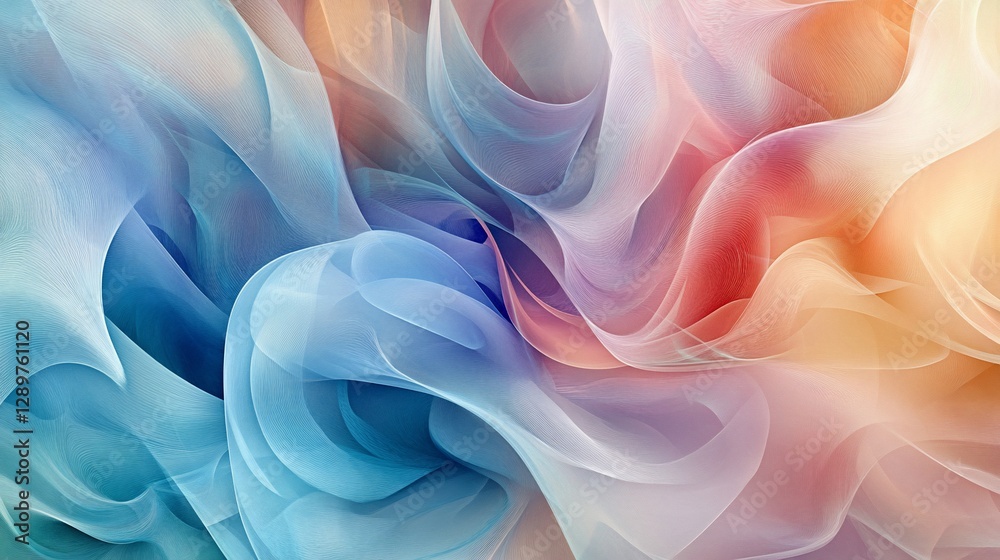 Obraz premium Abstract ethereal waves of color blending in a smooth motion flowing background