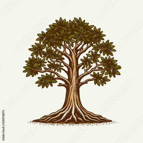teak tree vector illustration