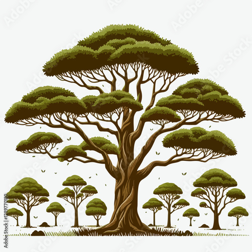 teak tree vector illustration