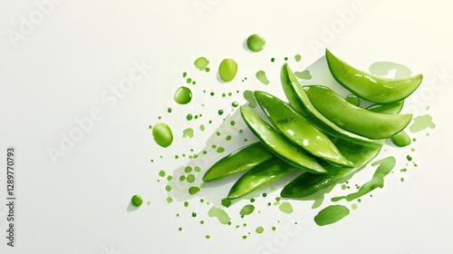 Wallpaper Mural Minimalistic watercolor illustration of green bean slices, soft green hues on a plain white canvas, light and airy composition, subtle natural imperfections Torontodigital.ca
