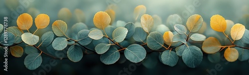 Seamless Botanical Leaves Pattern for Wallpaper Textile Tile Design in Soft Pastel Shades of Green and Yellow