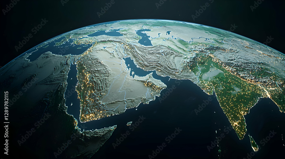 Fototapeta premium Earth At Night Global City Lights Aerial View
