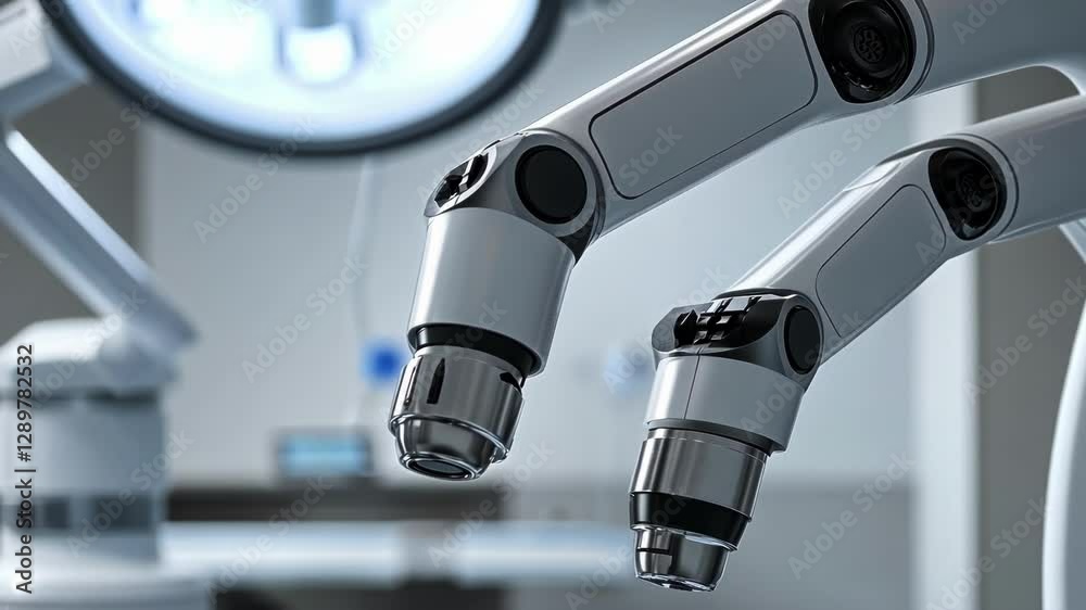 Close up of advanced robotic arms in a high tech laboratory, showcasing precision engineering and innovation in scientific research and automation technology