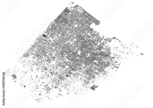 vector map of buildings in gaza with black and white color