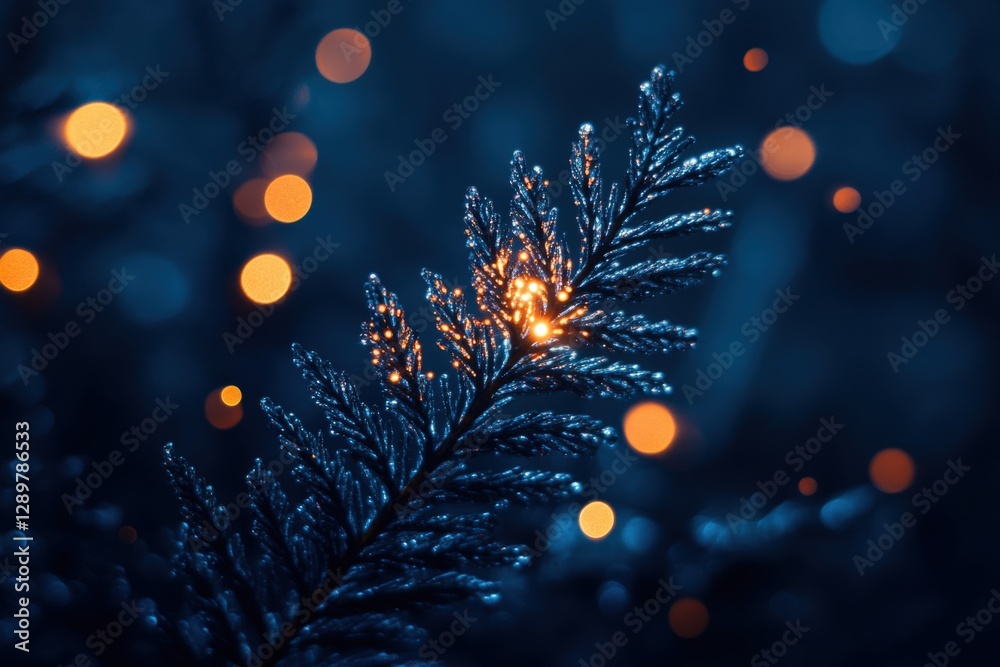 Fototapeta premium Winter Branch with Bokeh Lights