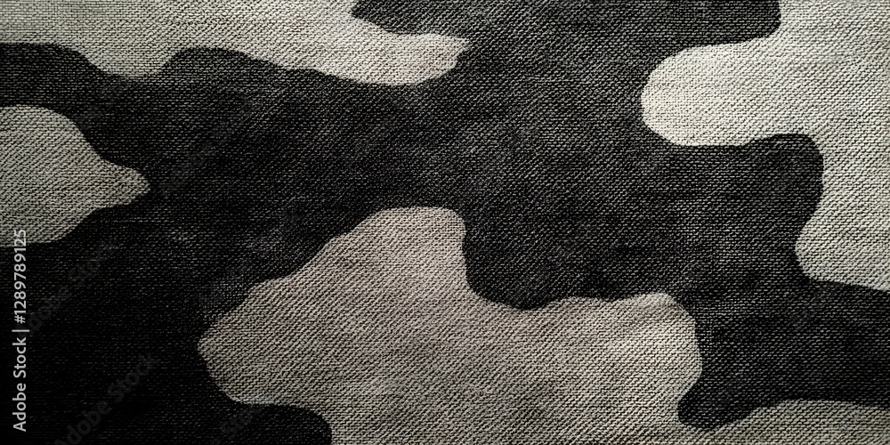 Abstract Black and White Camo Textile Illustration Abstract Black and White Camo Textile Illustration