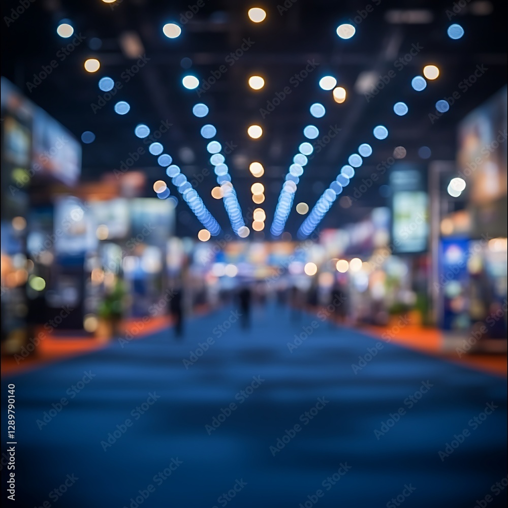 Fototapeta premium An abstract image of a brightly lit trade show