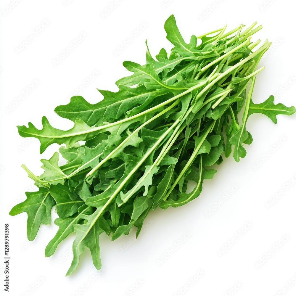 Vibrant Color Picture of a Photo Arugula, Isolated on a White Background Vibrant Color Picture of a Photo Arugula, Isolated on a White Background