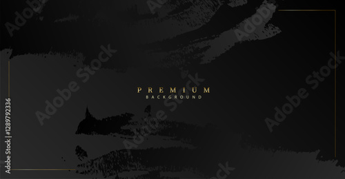 Black luxury cover, featuring metallic and translucent paint brushstrokes with golden frame. The refined design plays with glossy textures and abstract patterns, creating a elegant aesthetic.