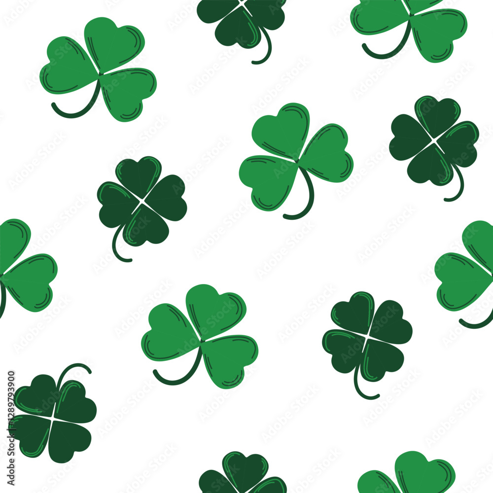 Three and four leaf clover seamless pattern background for packaging and decoration illustration. Three and four leaf clover seamless pattern background for packaging and decoration illustration.