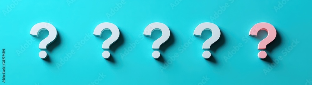 Minimalistic White Question Marks on Turquoise Background for Business Support Concept Minimalistic White Question Marks on Turquoise Background for Business Support Concept