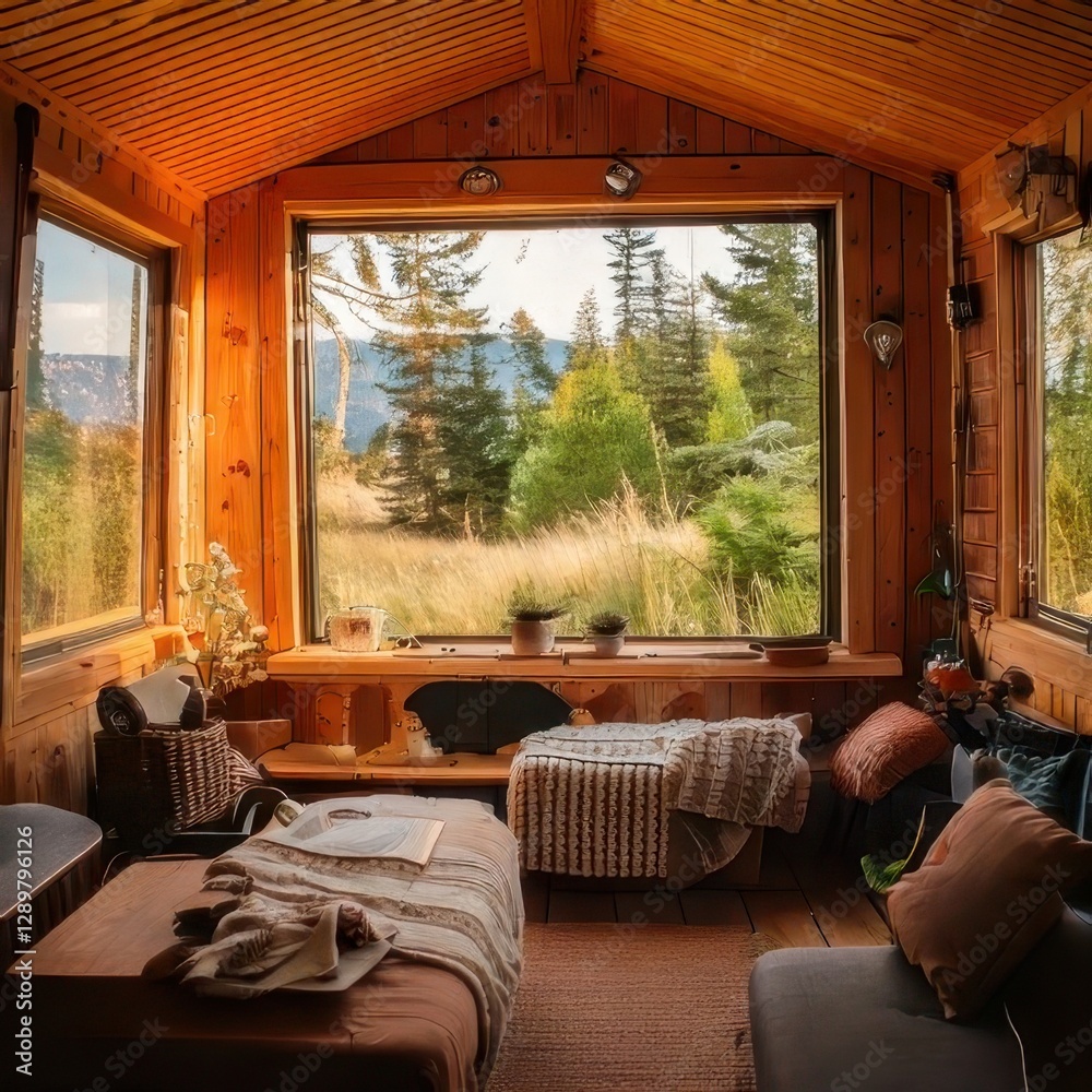 Fototapeta premium A Collection of Tiny Houses in Natural and Modern Settings for Sustainable and Peaceful Living
