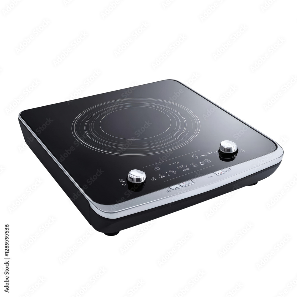 Fototapeta premium A Futuristic Portable Induction Cooktop with Digital Display Isolated on Transparent Background