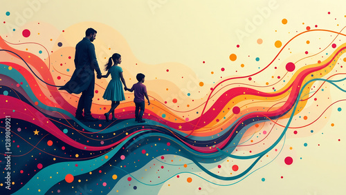 An abstract image of interconnected lines and shapes, symbolizing the complex and interwoven relationships within a family.