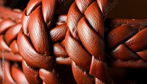 a close up of a red leather rope
